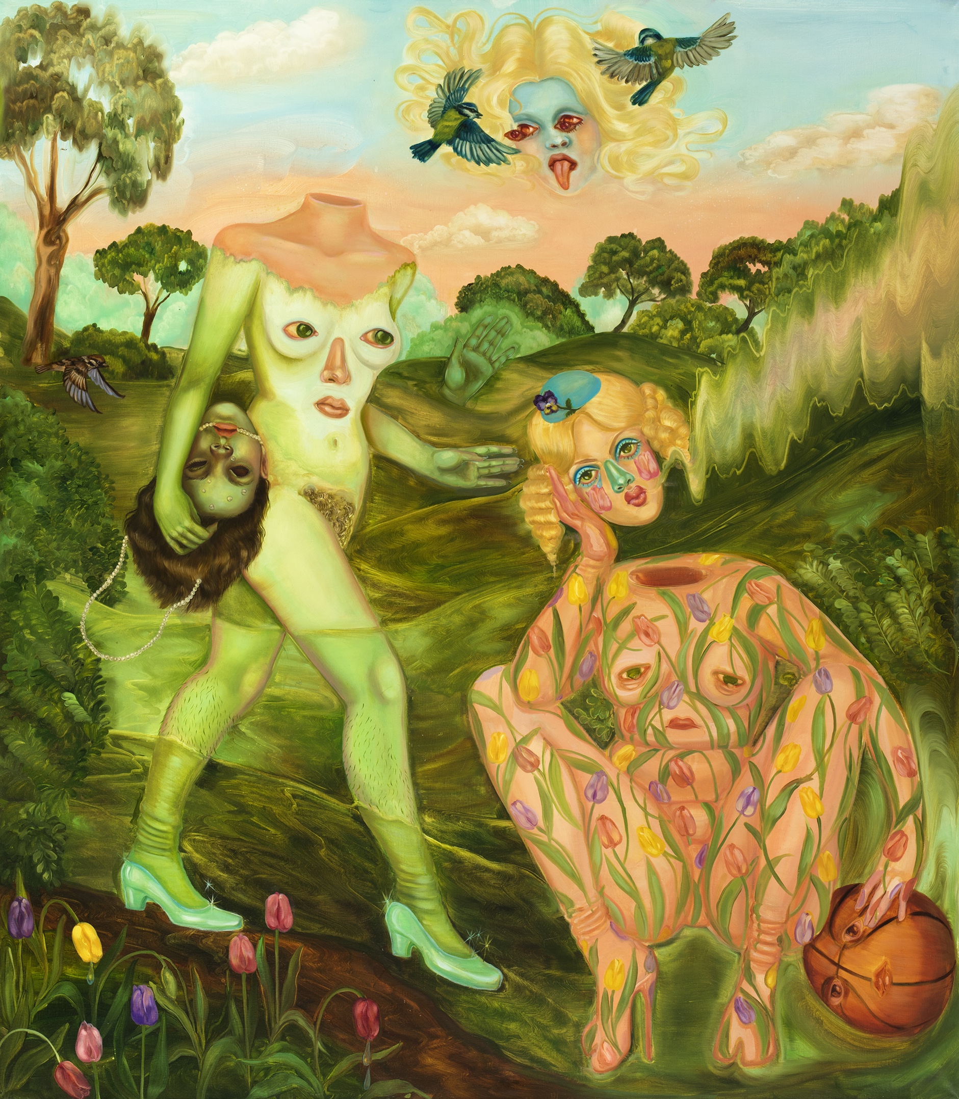 Emma Ainala: Spring Cacophony (2022), oil on canvas, 160 x 140 cm. Photo: Jussi Tiainen.