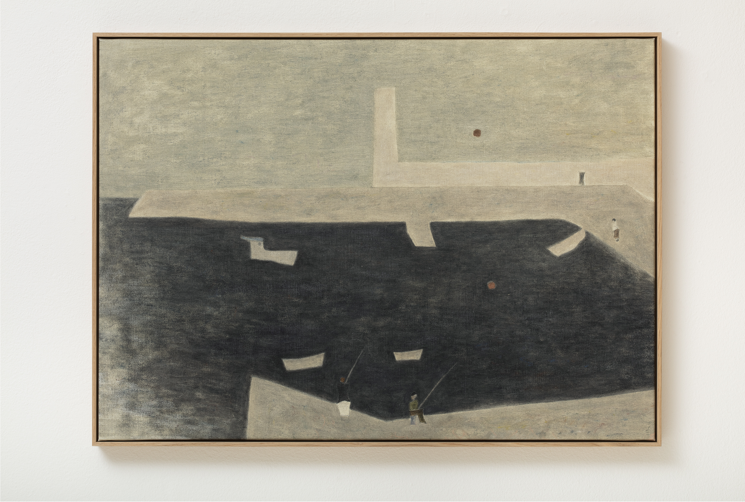 Jon Koko: Saltimporten (2026), oil, oil stick, and pancil on canvas, framed, 72 x 100 cm.